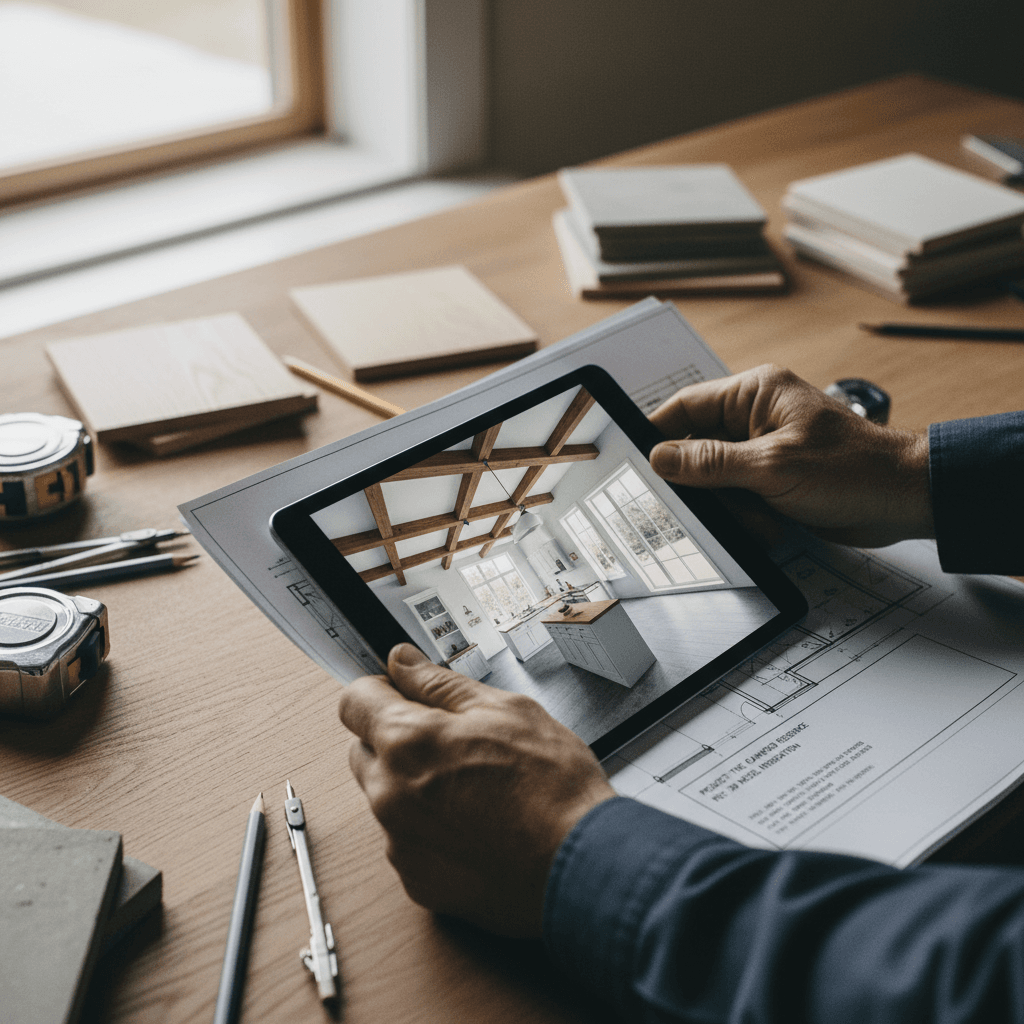 Bauleiter bei der Projektbewertung einer Wohnung